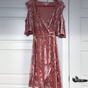 Mi Ami crushed velvet wrap dress